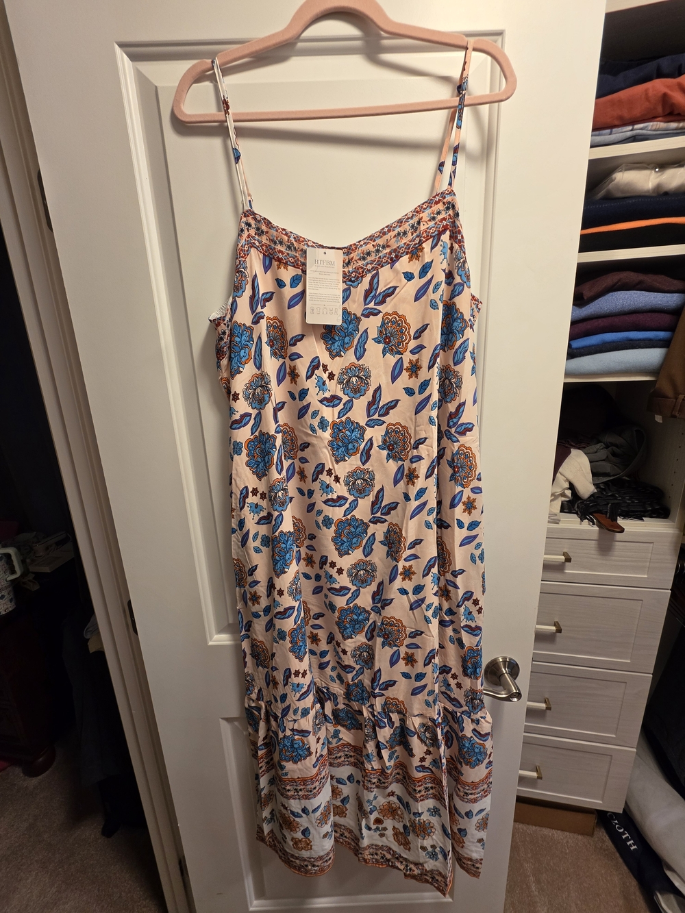 NWT Boho Pink Floral Maxi Dress - Picture 2 of 5